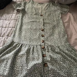 shein green and white cheetah dress